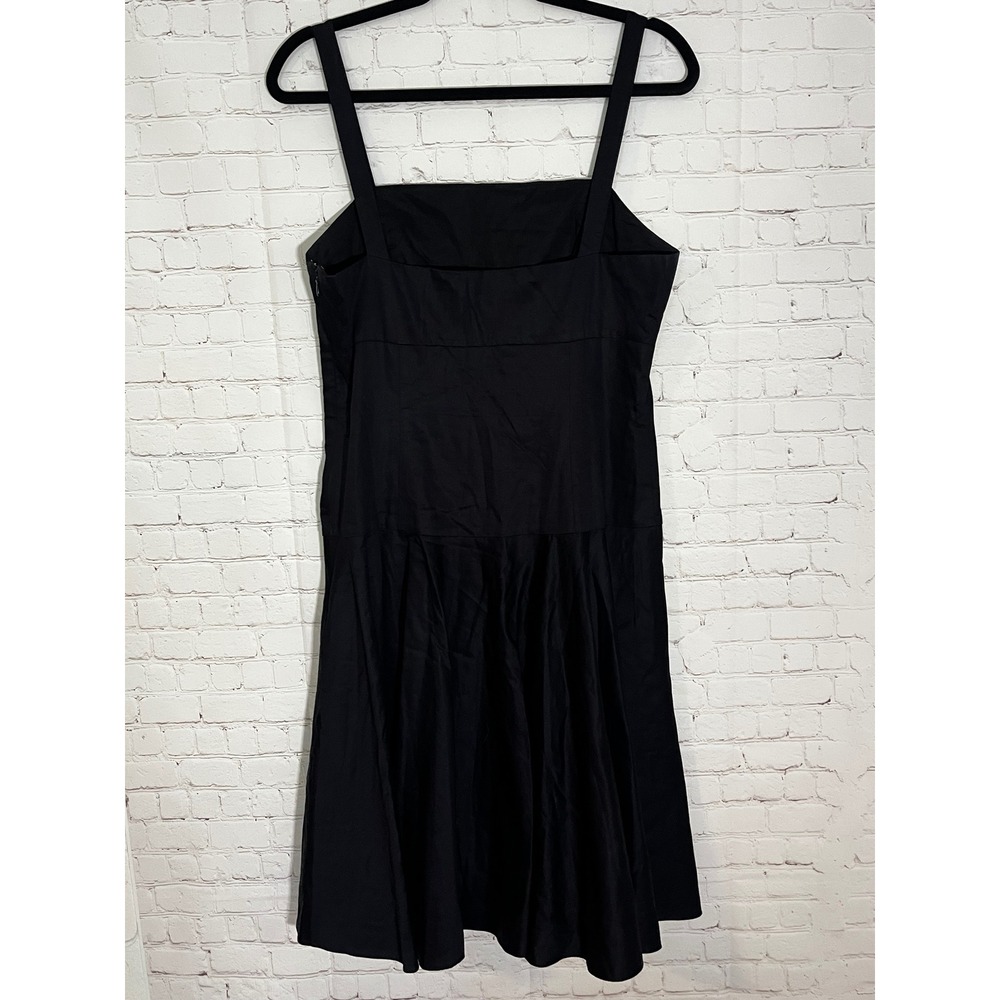 Lauren Ralph Lauren Black Cotton Fit and Flare Midi‎ Dress Square Neck Size 8